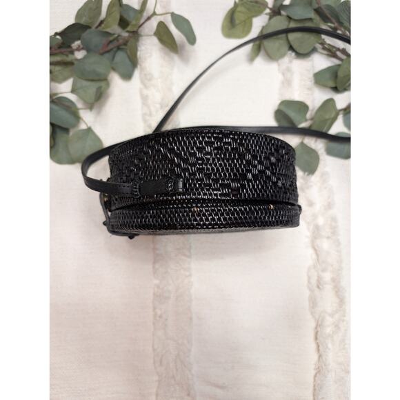 Anthropologie Street Level Round Wicker Purse in Black - Picture 5 of 8
